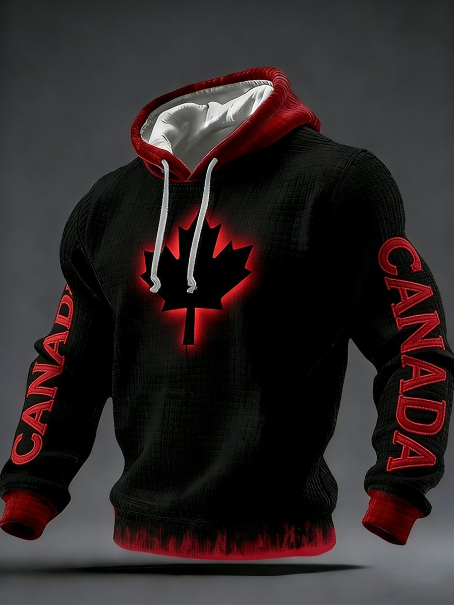 Men's Vintage Canadian Ice Hockey Print Hoodie