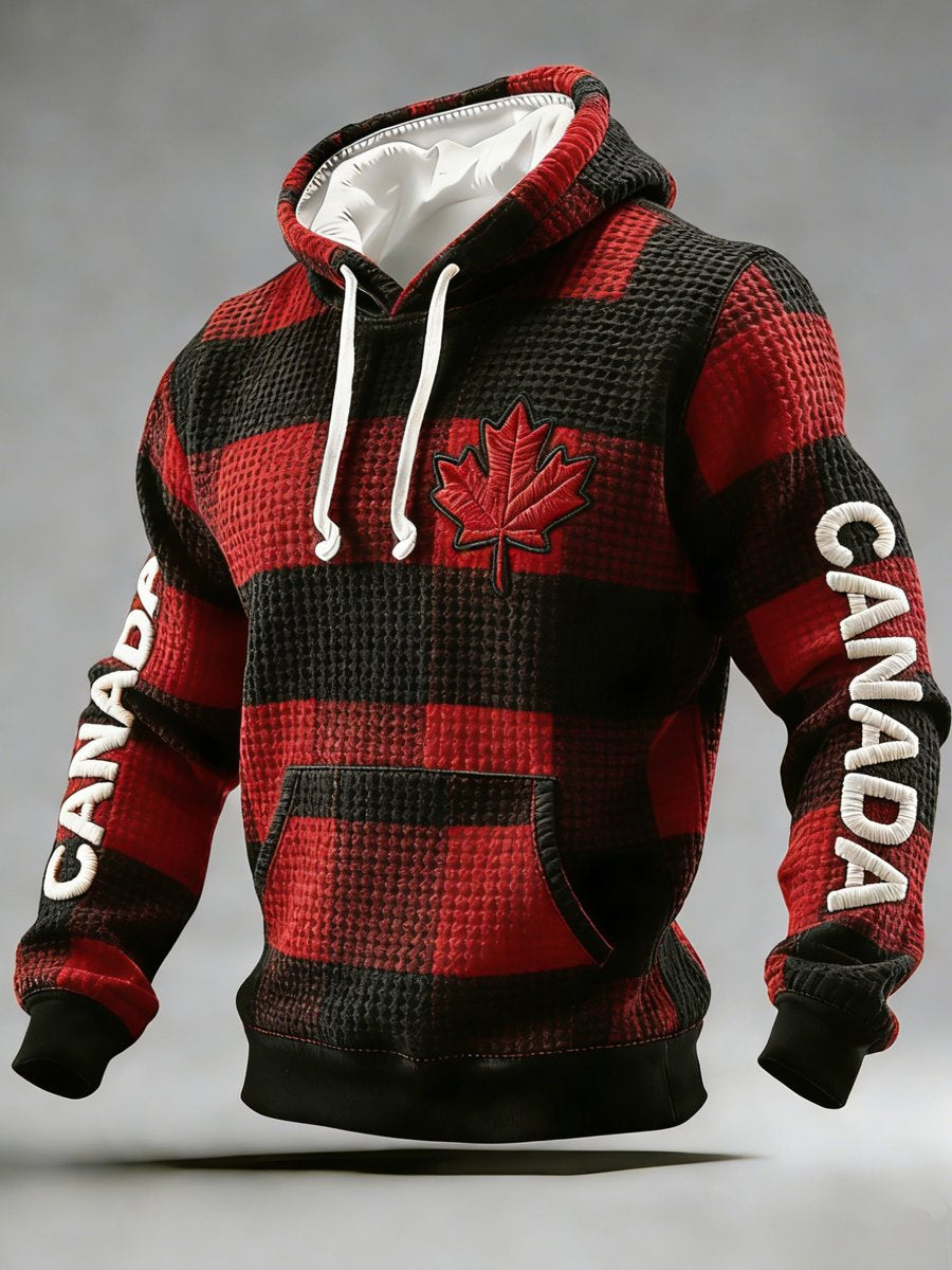 Men's Vintage Canadian Ice Hockey Print Hoodie