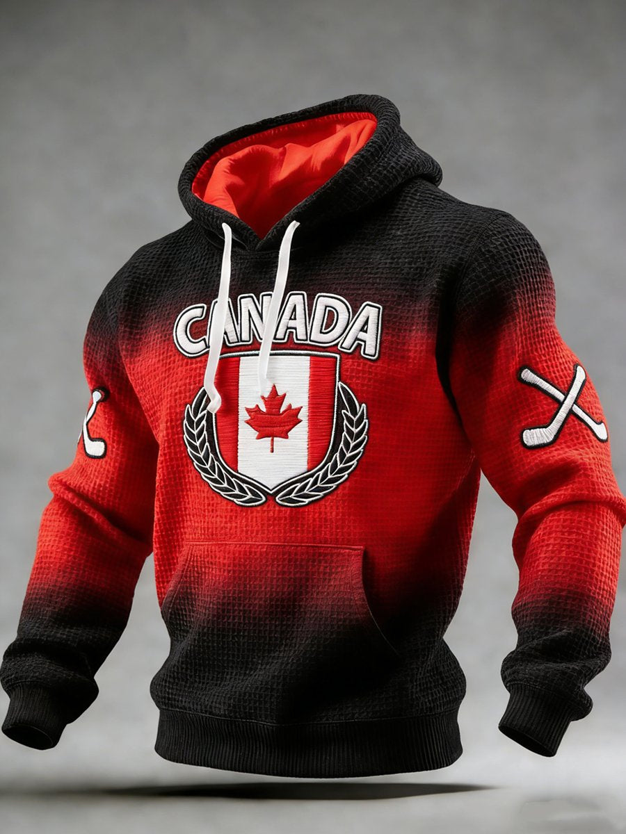 Men's Vintage Canadian Ice Hockey Print Hoodie
