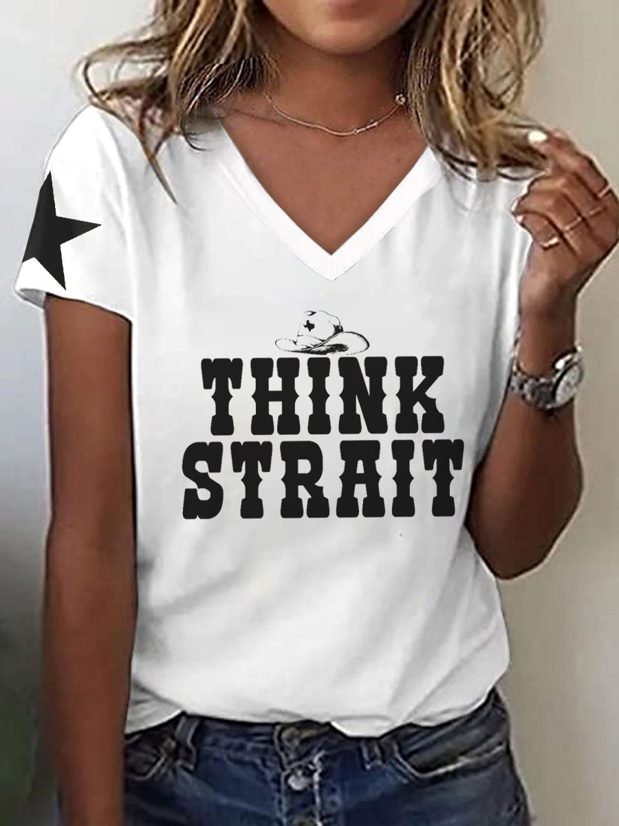 Women's Think Strait Country Music Fan T-shirt