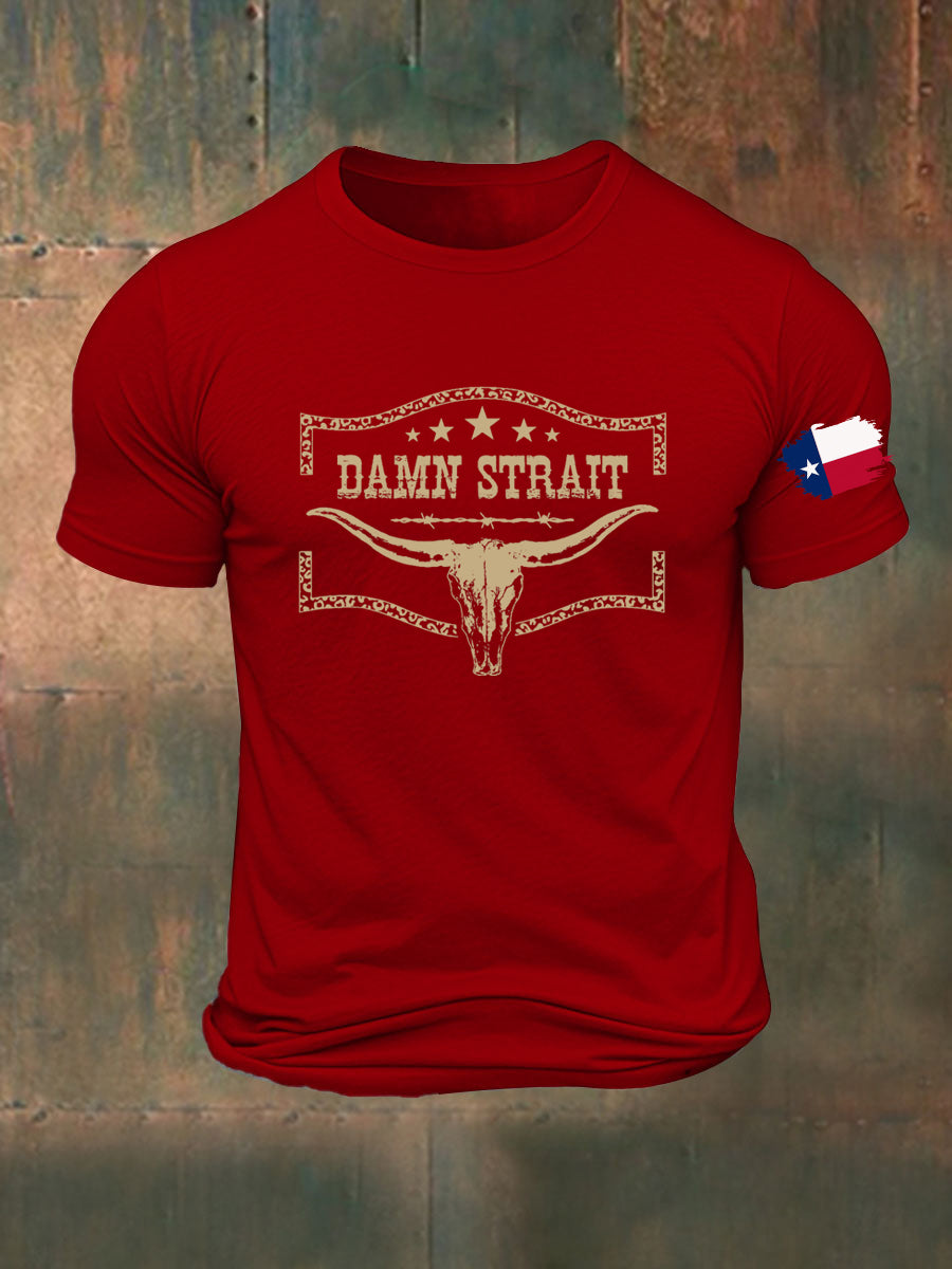 Men's Damn Strait Country Music Printed T-shirt