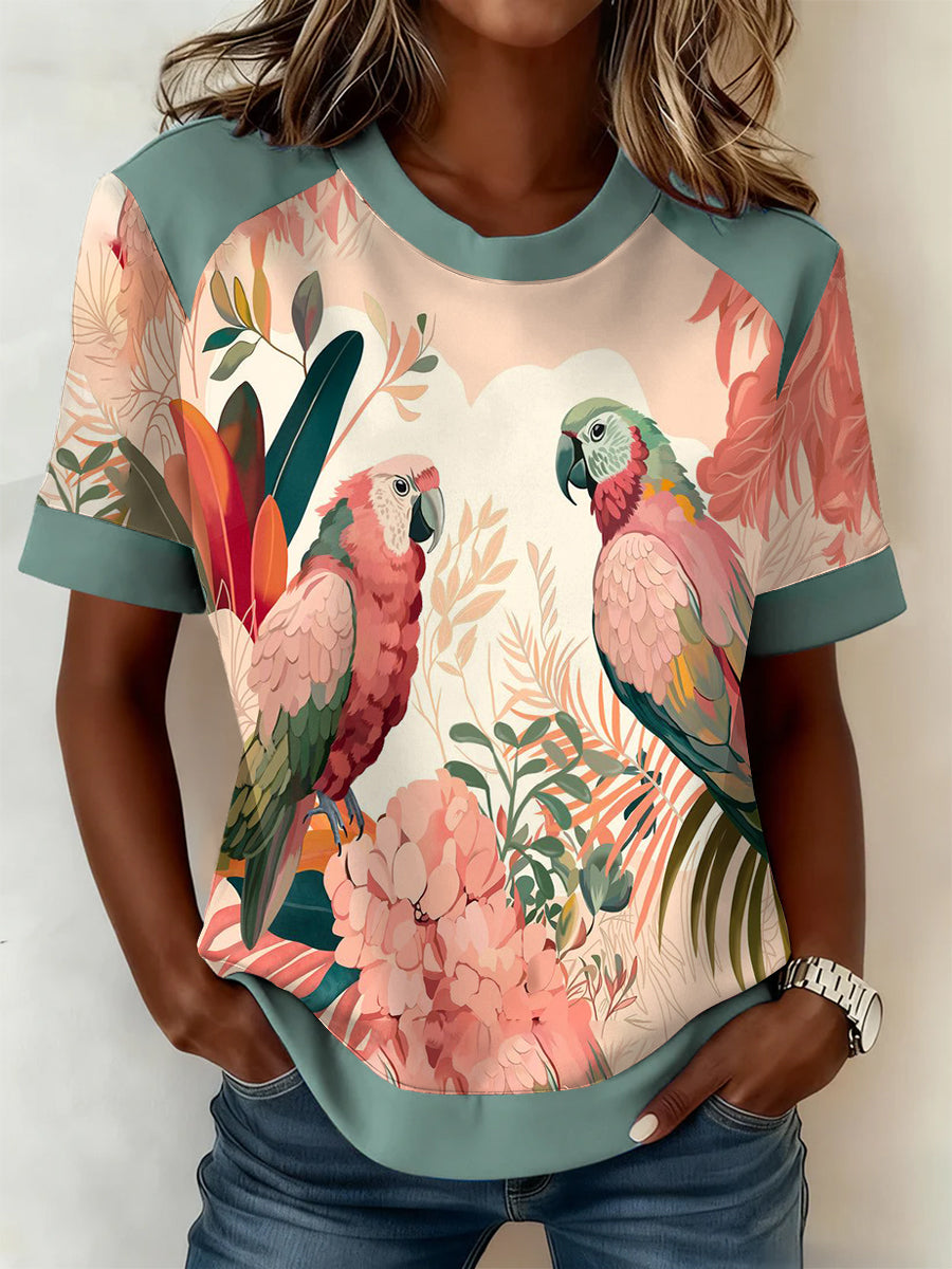 Women's Vintage Aussie Cute Pink Cockatoo Casual Comfortable Short Sleeve T-Shirt
