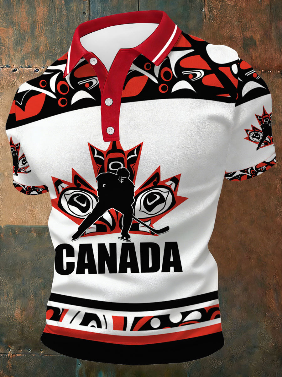 Men's Canada Hockey Printed Casual Top