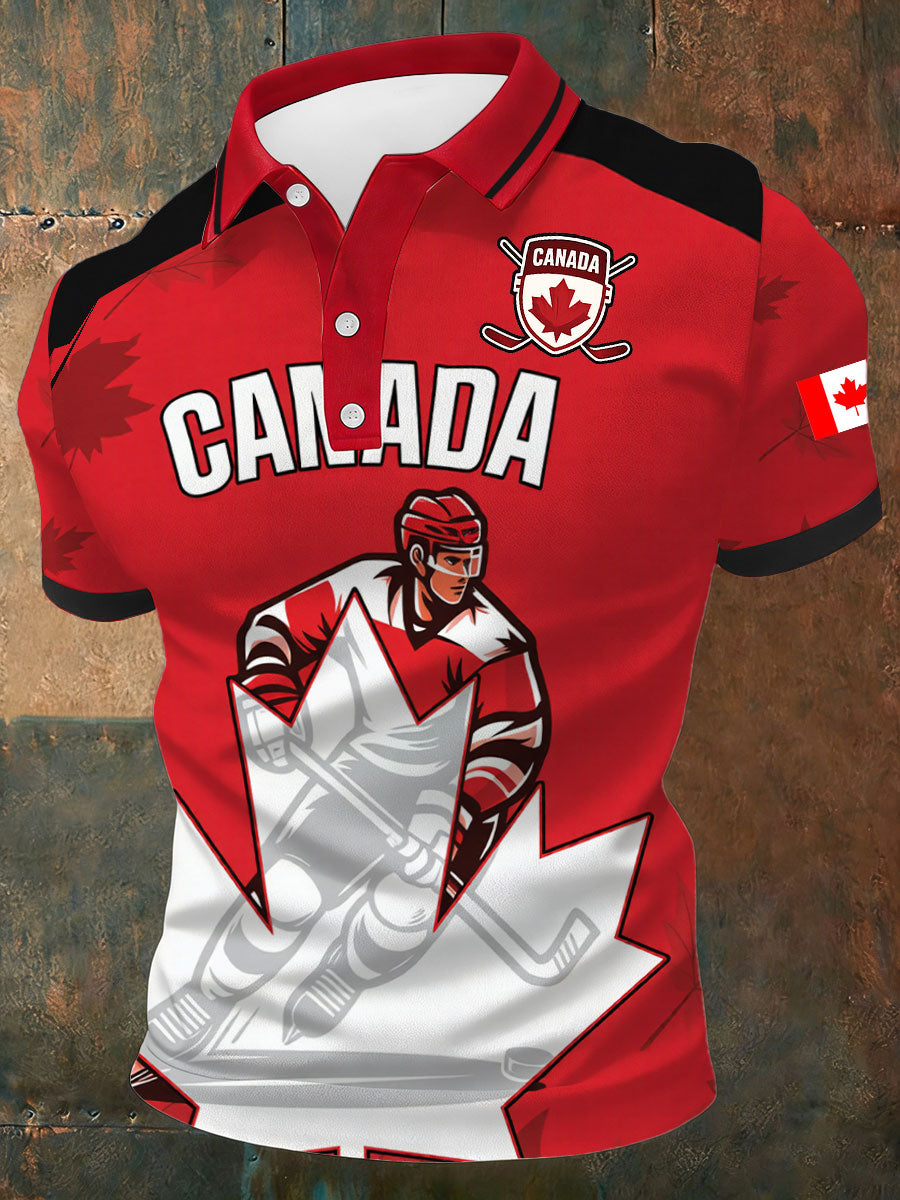 Men's Canada Hockey Printed Casual Top