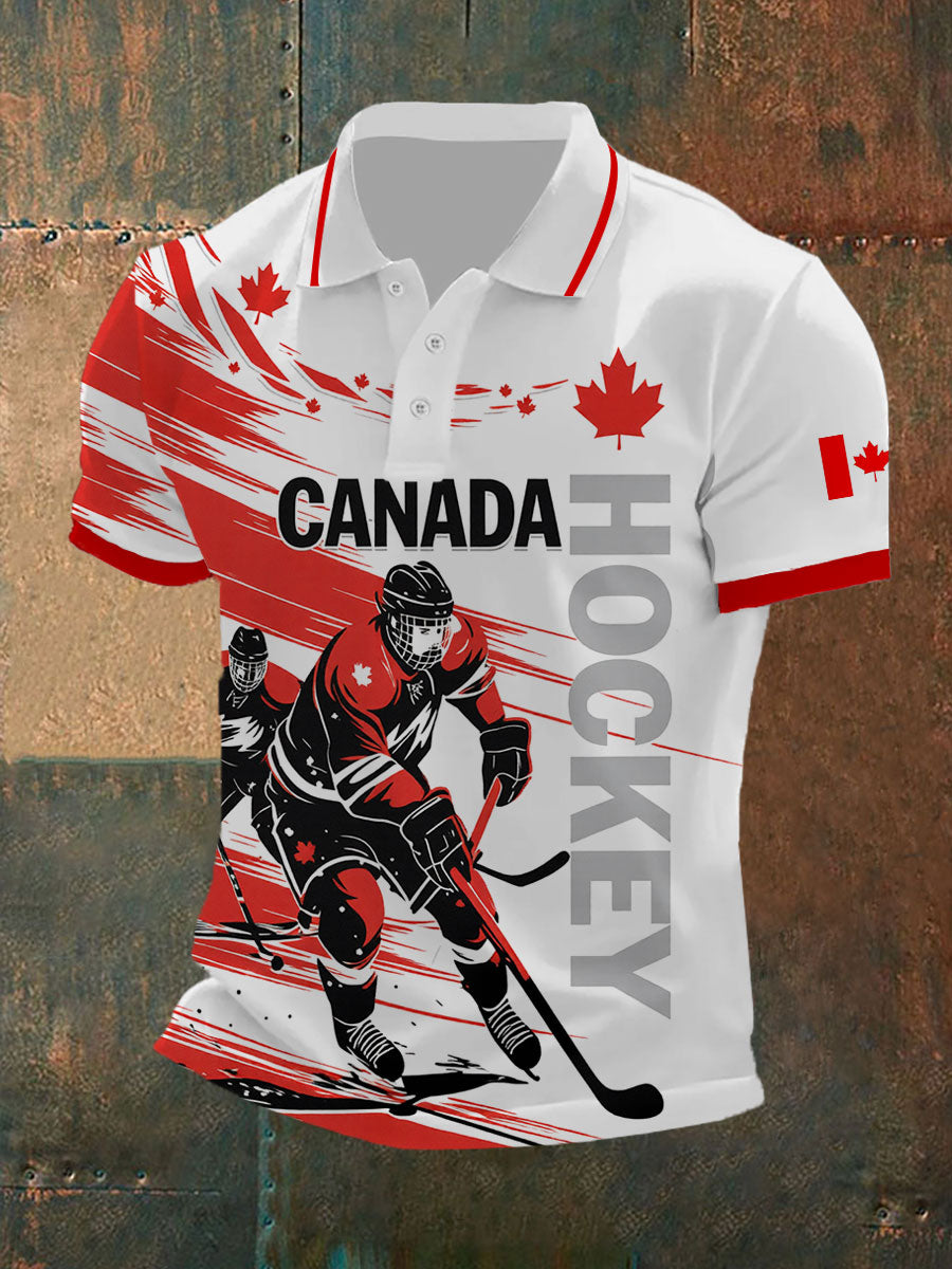 Men's Canada Hockey Printed Casual Top