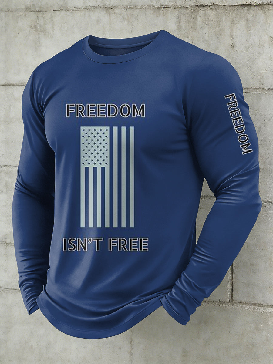 Men's Freedom USA Printed Long Sleeved Round Neck T-shirt