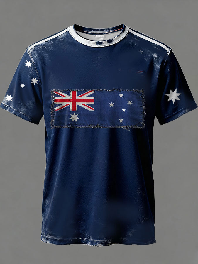 Men's Aussie Proud AU Flag Art Printed T-shirt
