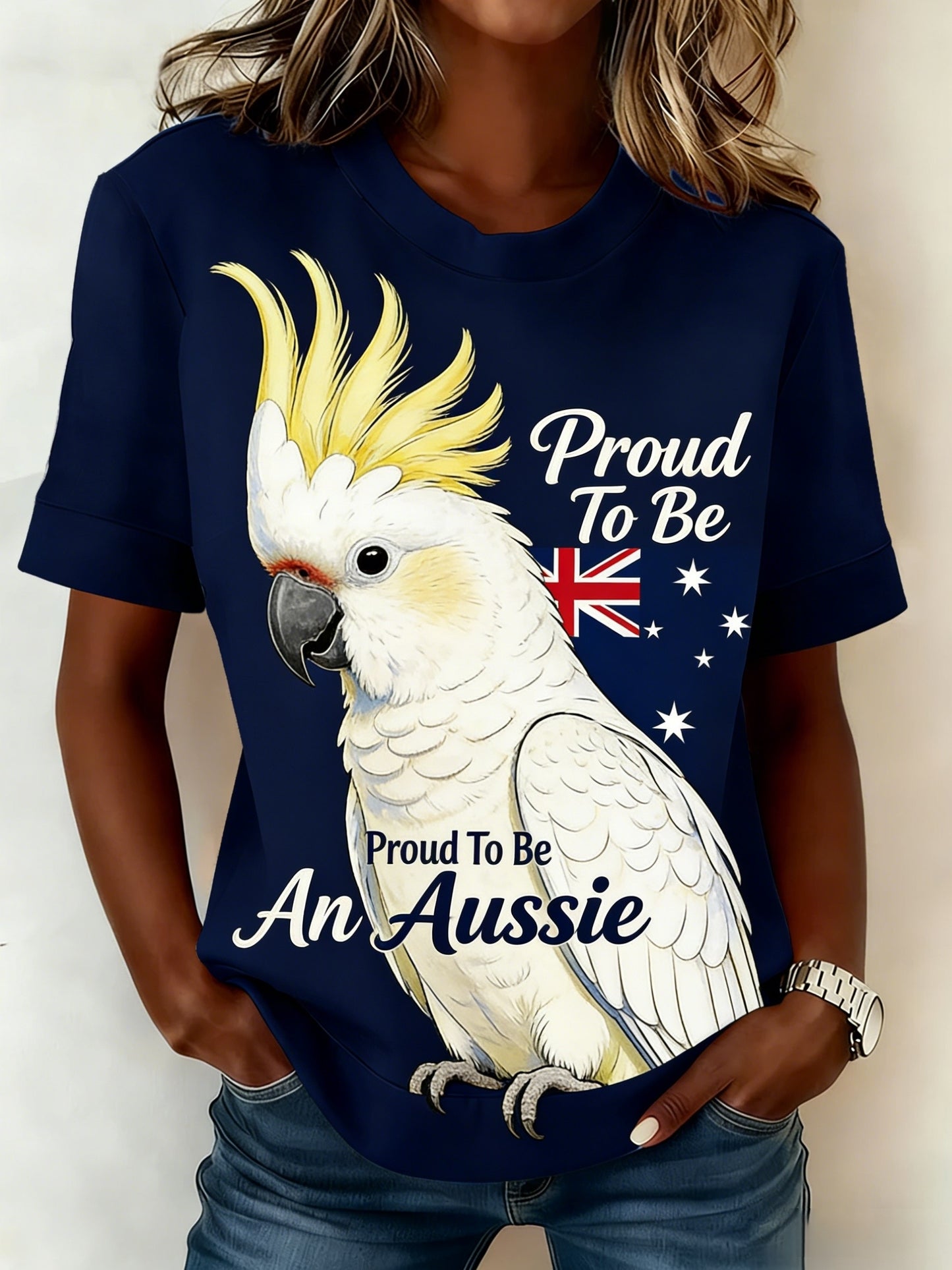 Women's Vintage Aussie Cute Pink Cockatoo Casual Comfortable Short-Sleeve T-Shirt