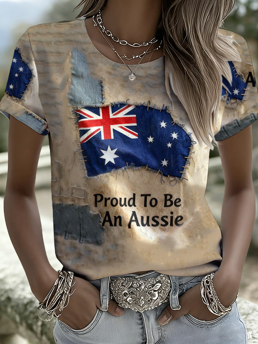 Women's Australian Vintage Distressed Printed T-Shirt