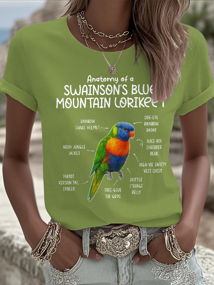 Women's Rainbow Lorikeet Art Printed T-shirt