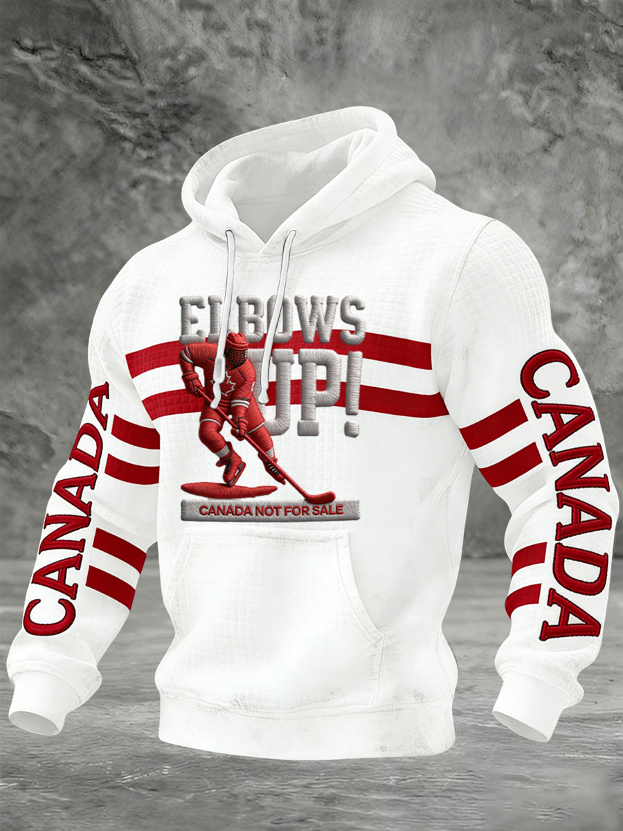 Retro Canadian Hockey Casual Waffle Hoodie
