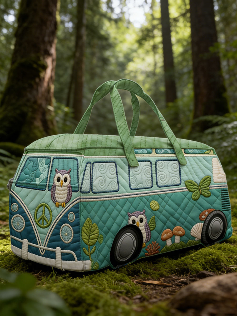 Vintage Hippie Forest Style Printed Quilted Travel Bag