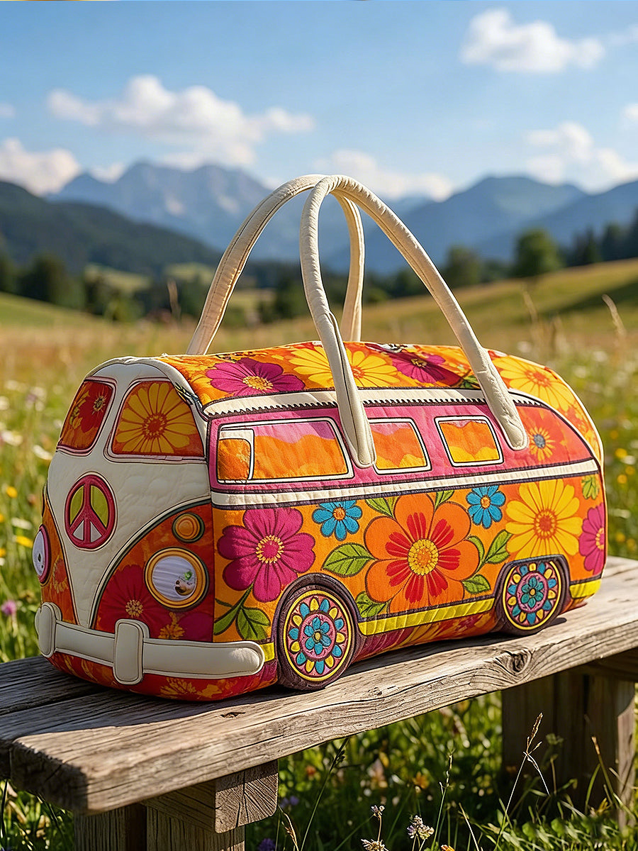Hippie Art Vacation Style Quilted Handheld Travel Bag