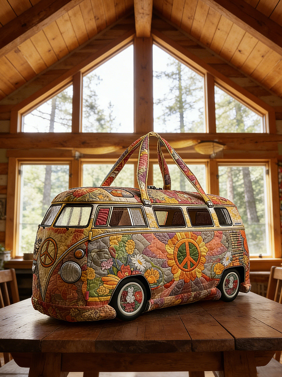 Hippie Art Vacation Style Quilted Handheld Travel Bag