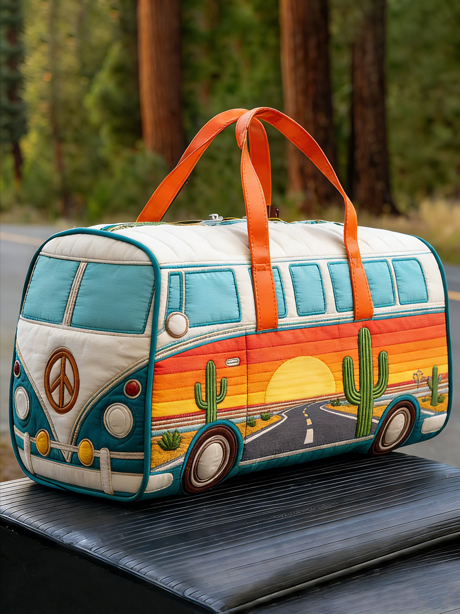 Hippie Art Vacation Style Quilted Handheld Travel Bag