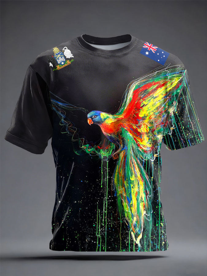 Unisex Australia Art Canberra Day Rainbow Lorikeet Printed T-shirt