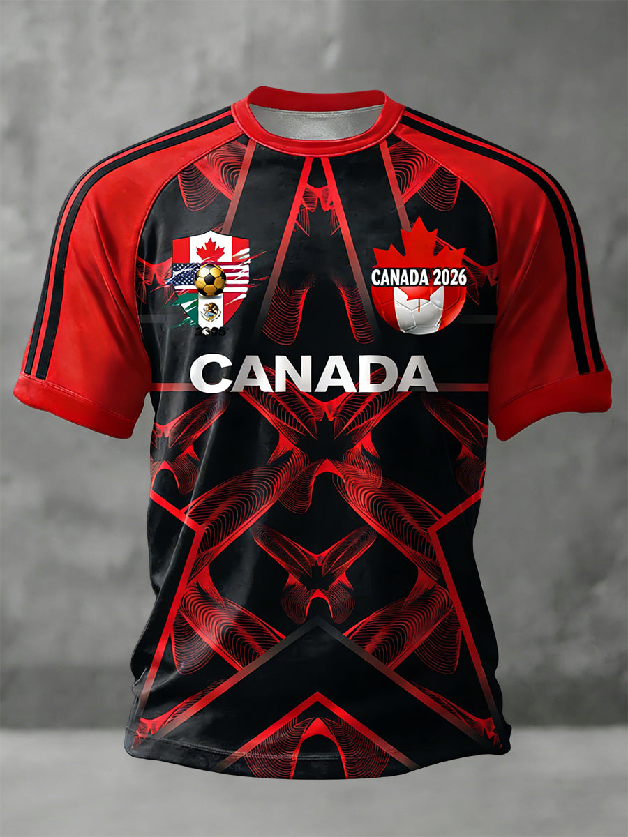 Retro Canada 2026 Soccer Fan Art Casual T-Shirt