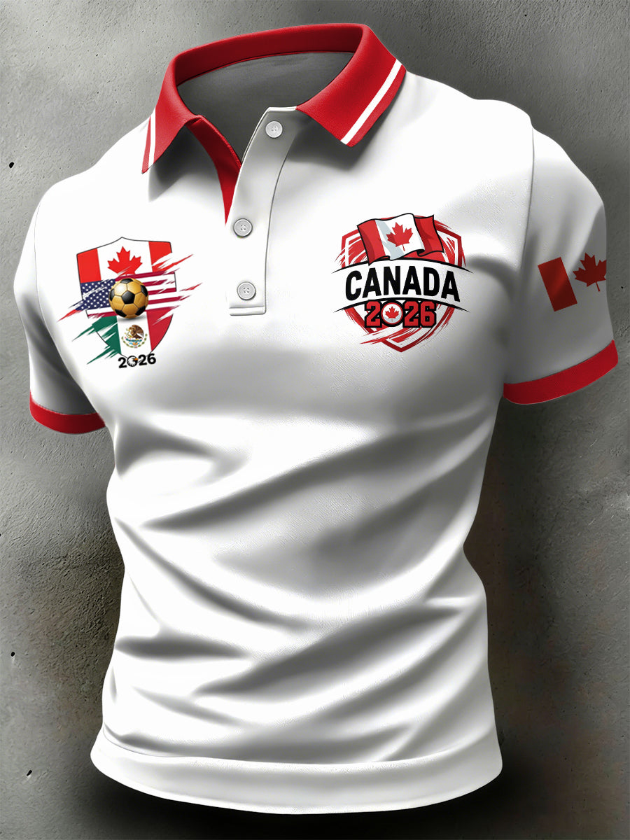 Retro Canada 2026 Soccer Championship Casual Polo Shirt