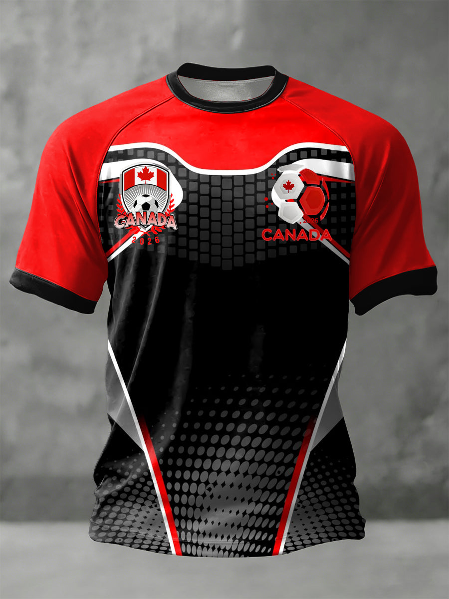 Retro Canada 2026 Soccer Geometric Casual T-Shirt