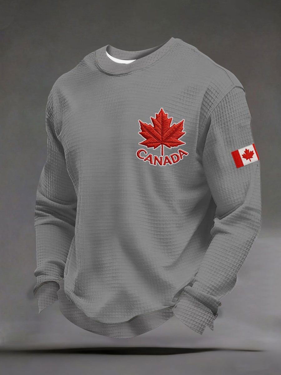 Men's CANADA Waffle Casual Print Sweatshirt