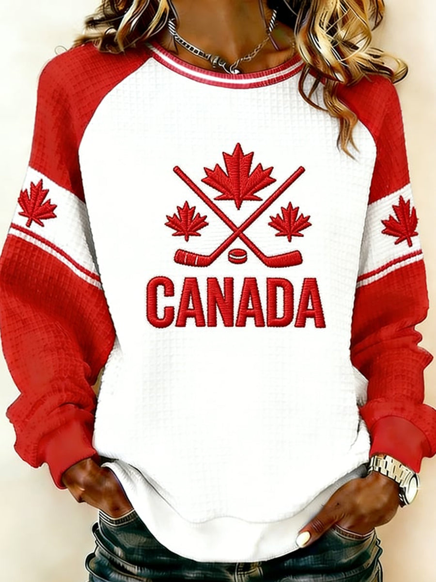 Women's Canadian Ice Hockey Print Sweatshirt