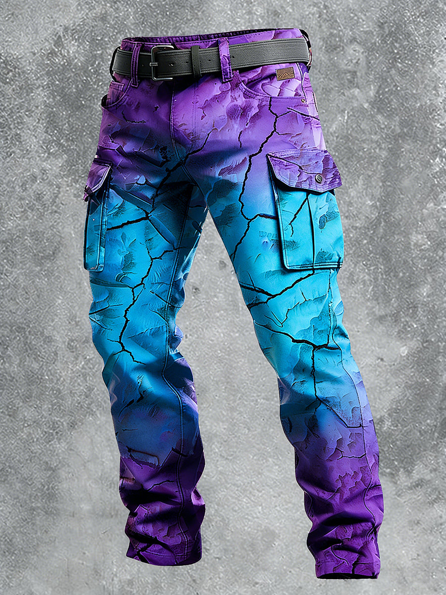 Men's Retro Vacation Business Art Print Casual Workwear Trousers