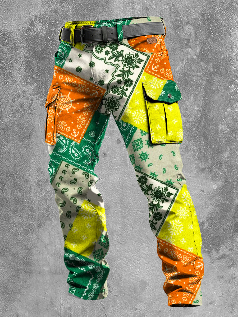 Men's Retro Vacation Business Art Print Casual Workwear Trousers