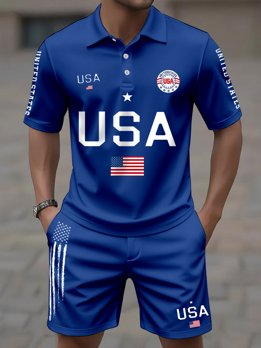 Men's USA Flag Top and Shorts Sets