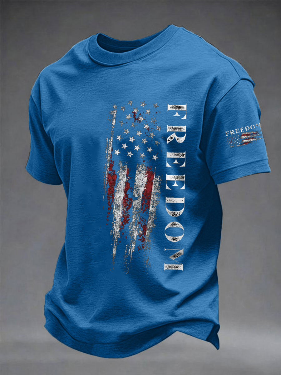 Men's Freedom USA Flag Print Casual Tee