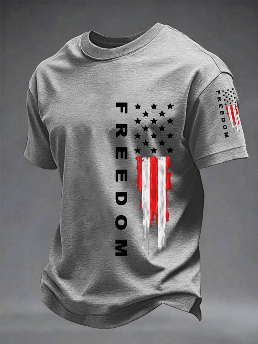 Men's Freedom USA Flag Print Casual Tee