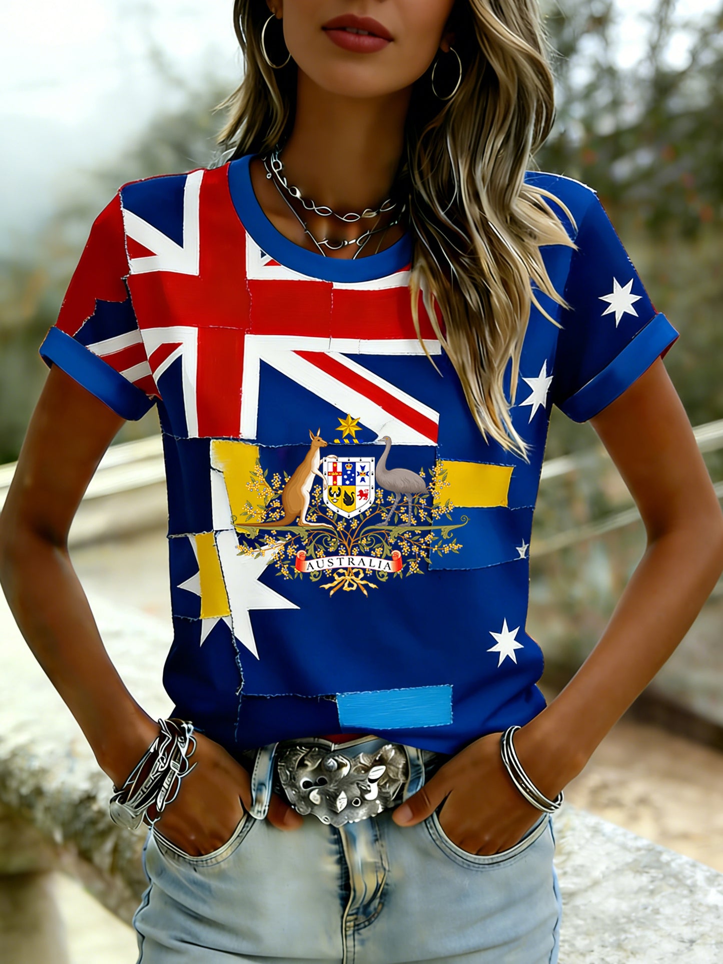 Women's Retro Australian Flag Badge Koala Short-Sleeve T-Shirt