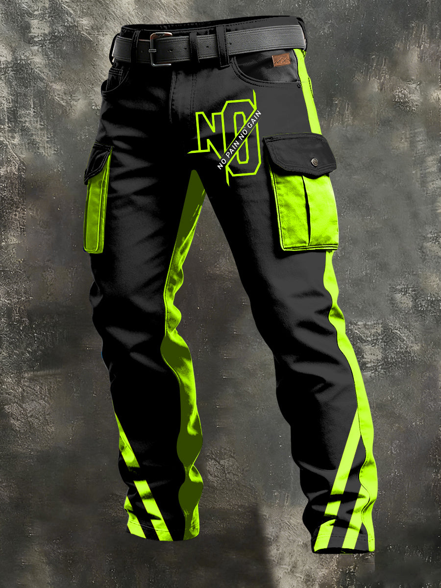 Men's Retro Vacation Business Art Print Casual Workwear Trousers