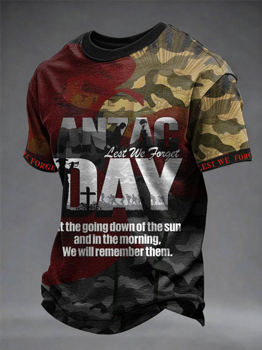 Men's Australia Anzac Day Lest We Forget Short Sleeve T-shirt