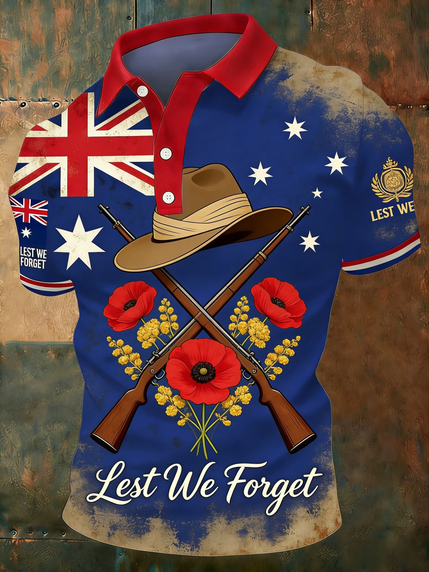 Men's Australia Anzac Day Lest We Forget Short Sleeve Top