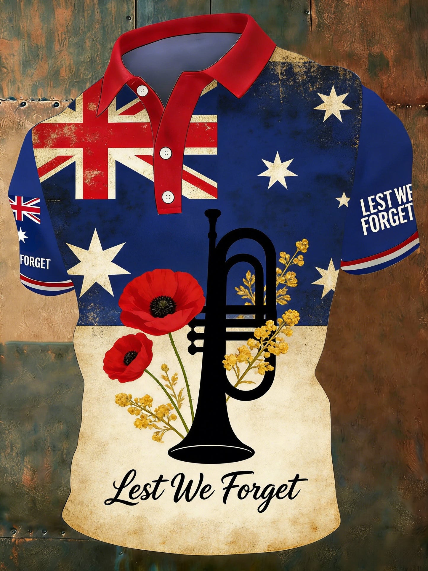 Men's Australia Anzac Day Lest We Forget Short Sleeve Top