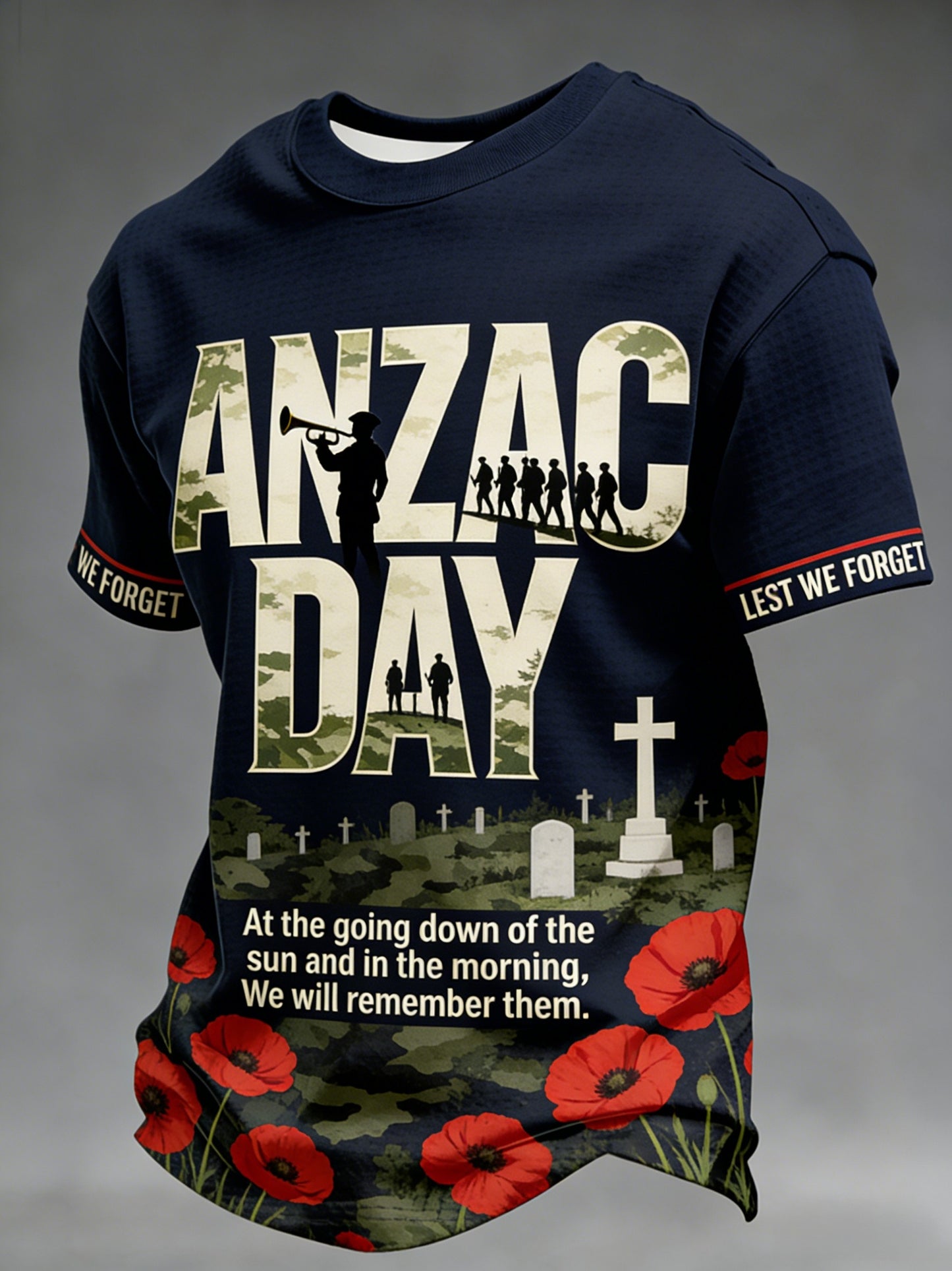 Men's Australia Anzac Day Lest We Forget Short-Sleeve Waffle T-Shirt
