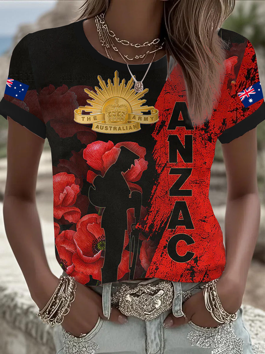 Women's Australia Anzac Day Lest We Forget Short Sleeve T-shirt