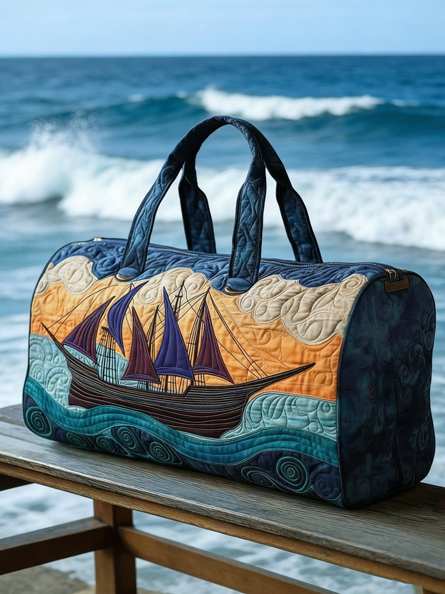 Ocean Sailboat Art Printed Quilted Travel Bag