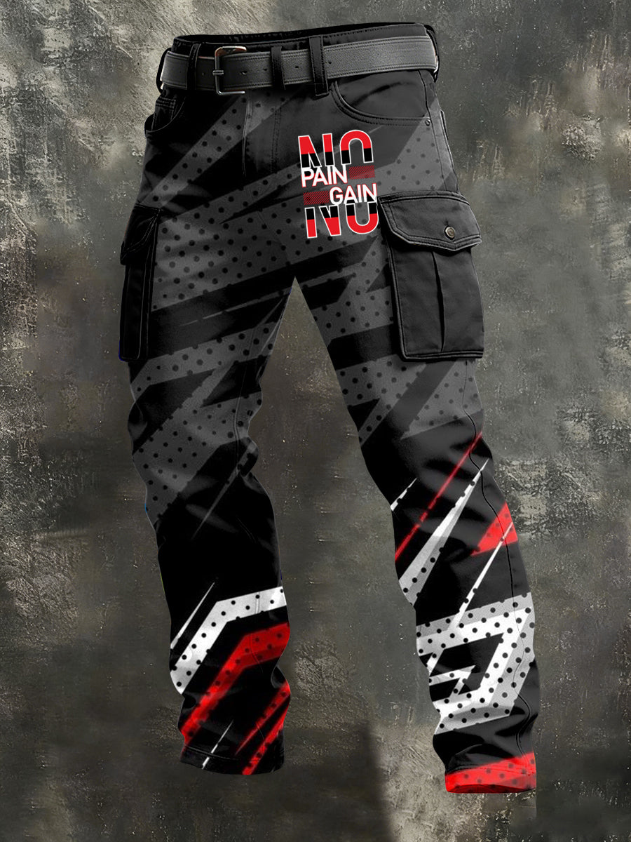 Men's Retro Vacation Business Art Print Casual Workwear Trousers