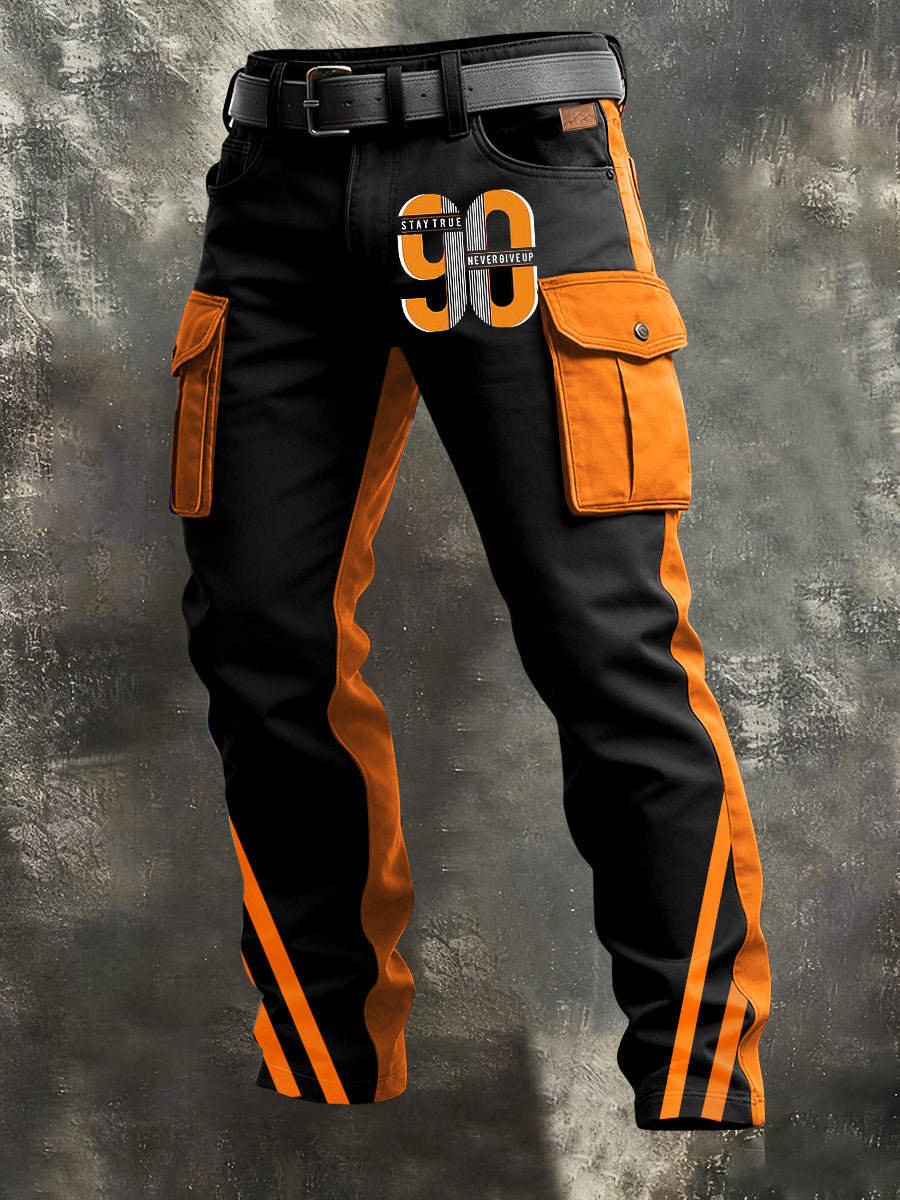 Men's Retro Vacation Business Art Print Casual Workwear Trousers
