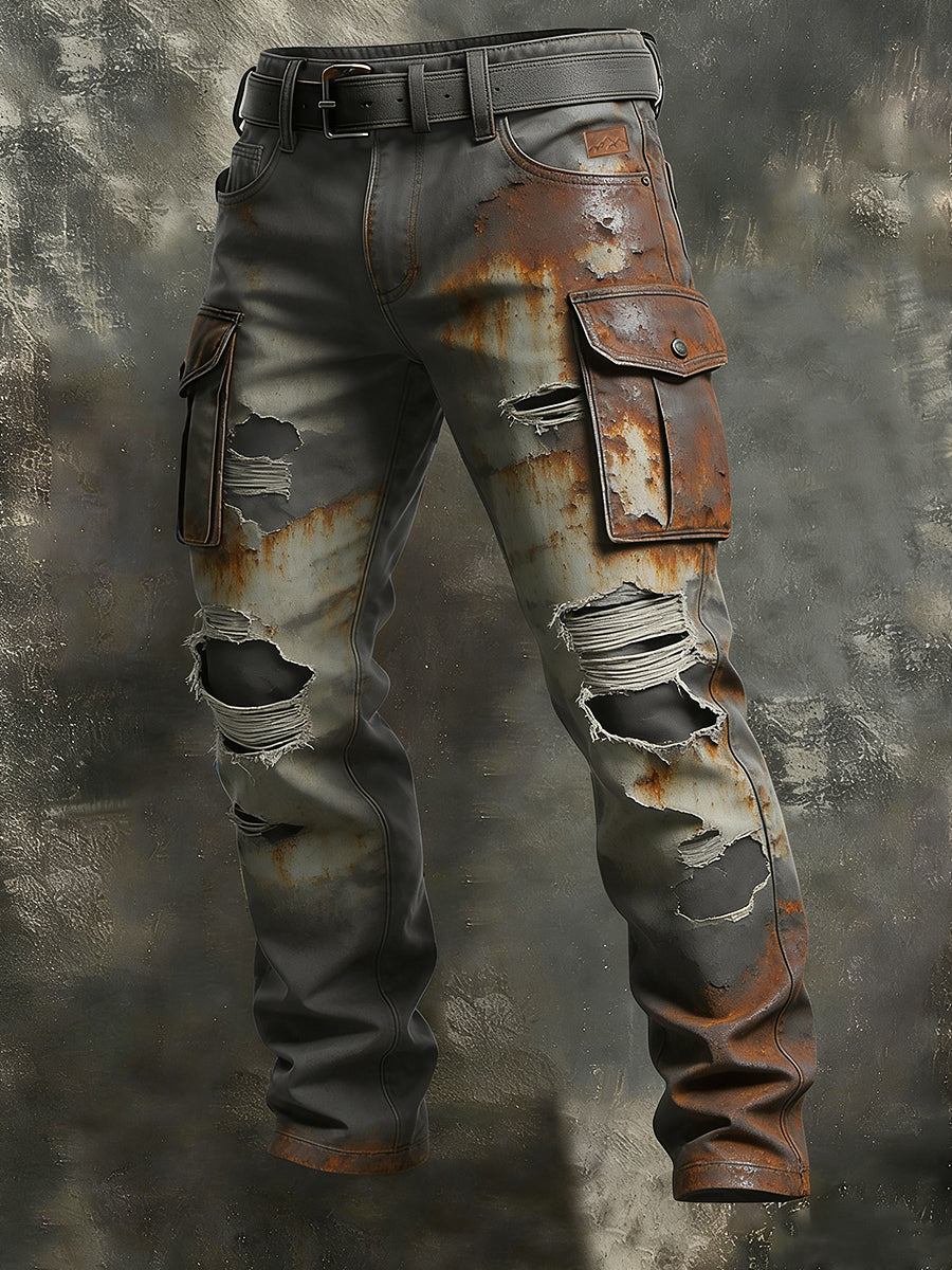 Men's Retro Vacation Business Art Print Casual Workwear Trousers