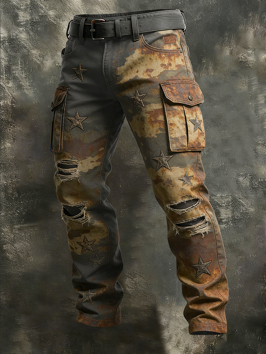 Men's Retro Vacation Business Art Print Casual Workwear Trousers
