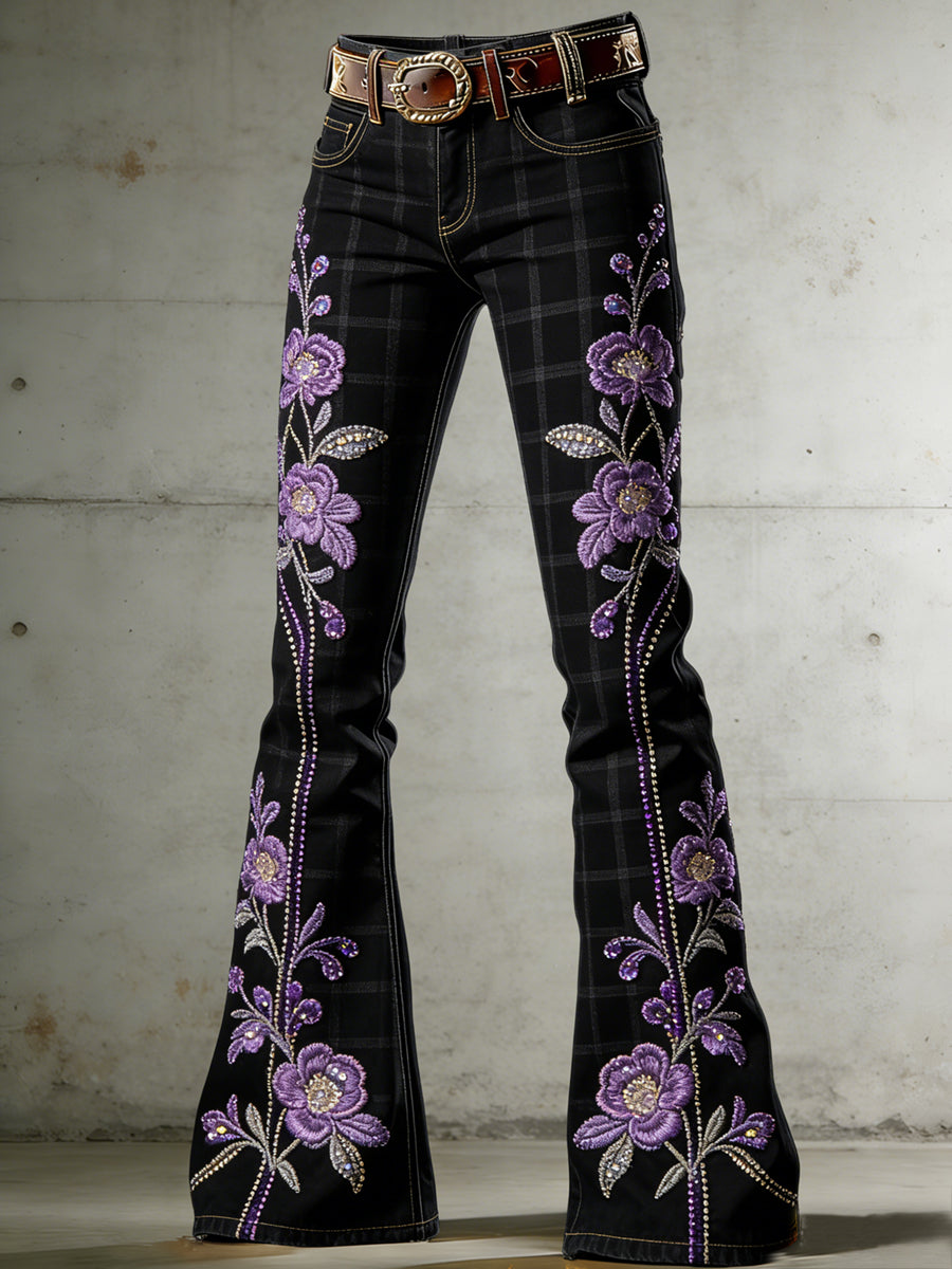 Women's Art Print Flared Trousers