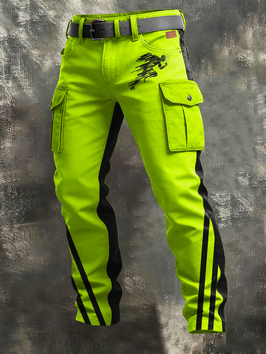 Men's Retro Vacation Business Art Print Casual Workwear Trousers