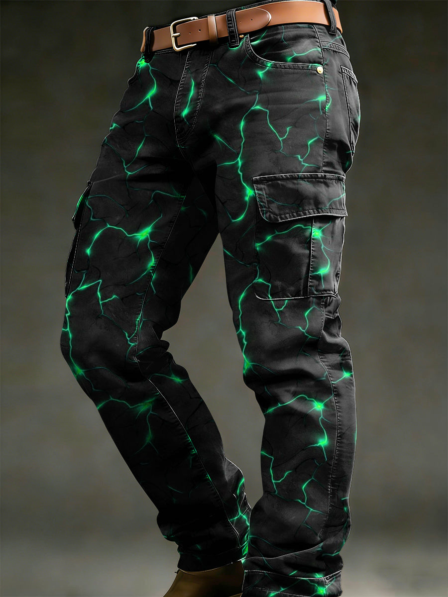 Men's Retro Vacation Business Art Print Casual Workwear Trousers