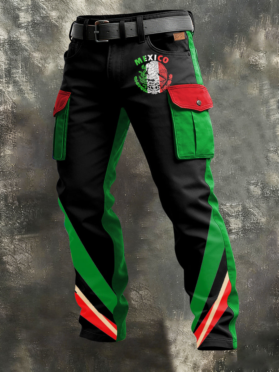 Men's Retro Vacation Business Art Print Casual Workwear Trousers