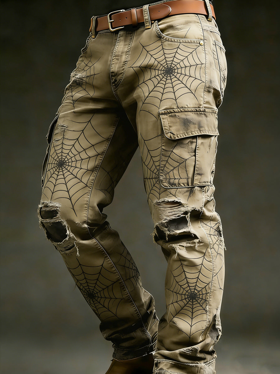 Men's Retro Vacation Business Art Print Casual Workwear Trousers