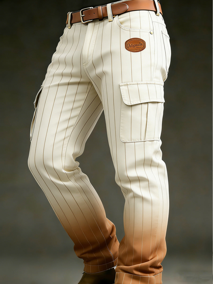 Men's Retro Vacation Business Art Print Casual Workwear Trousers