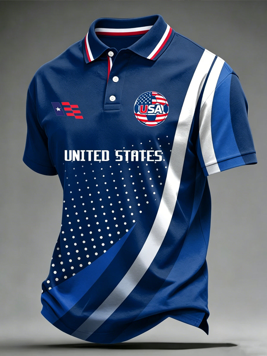 Men's USA Soccer polo Neck Short Sleeve T-Shirt