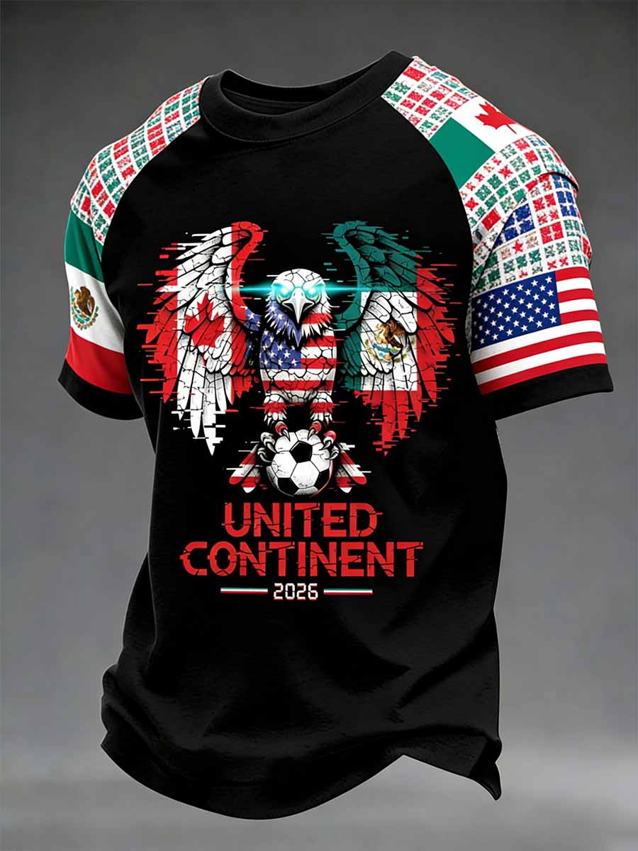 Men's World Football Tournament Pattern Print Casual T-Shirt